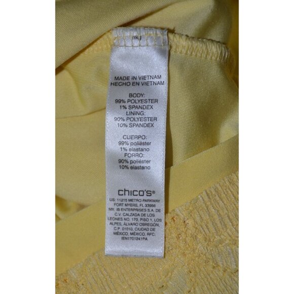 Chico's 4 US XXL 1X Butter Yellow Eyelet Blouse Top 3/4 Ruffle Sleeve Scoop Neck - Picture 11 of 12